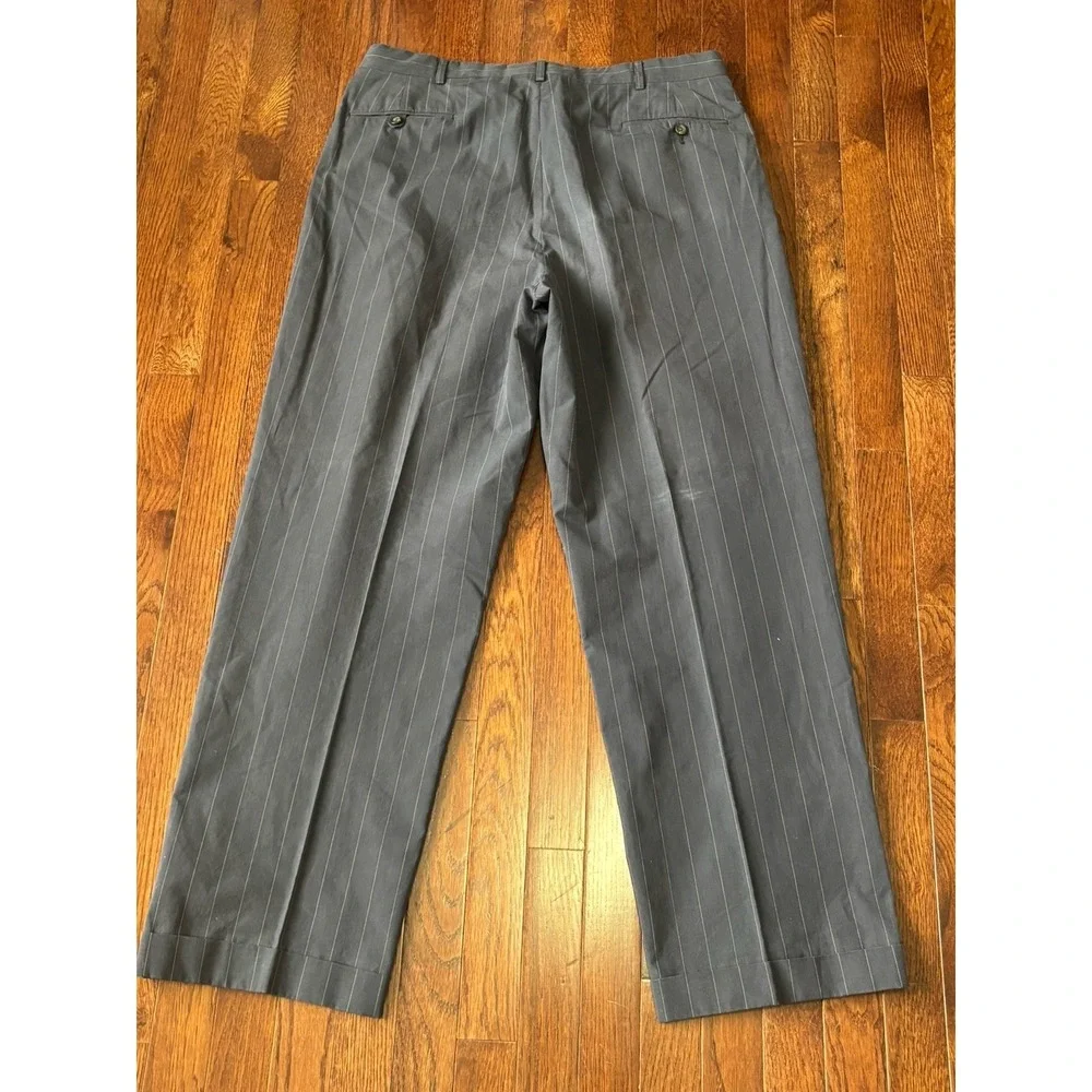 Polo Ralph Lauren Mens 38x31 Pinstripe Pleated Dress Pants Navy Blue‎ Straight